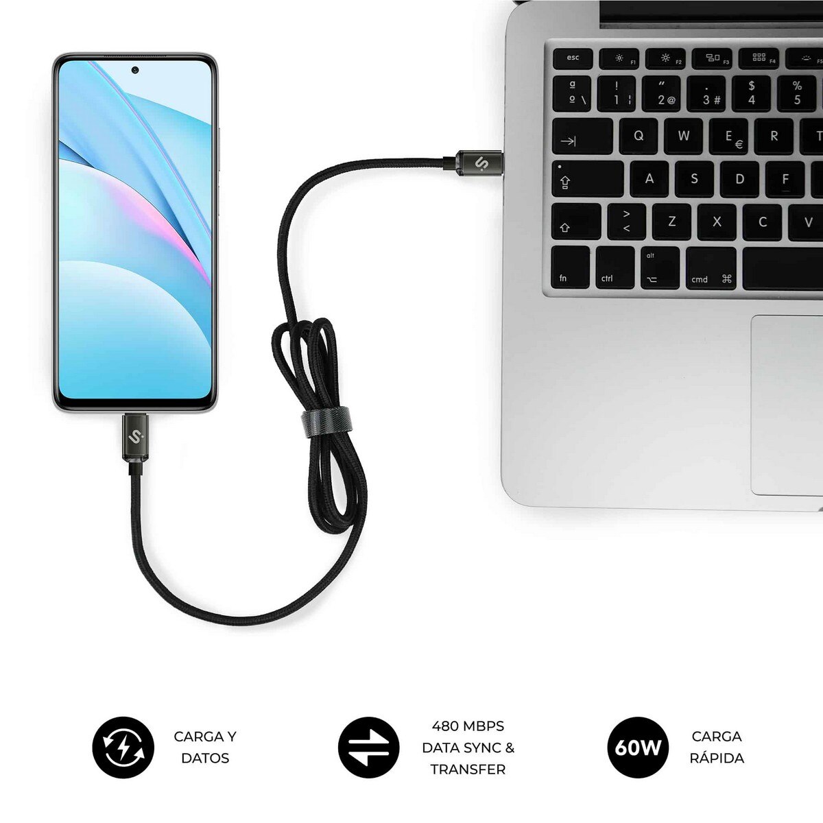 Cabo Subblim Optimus 60W C-C 2m - Preto Preto-3