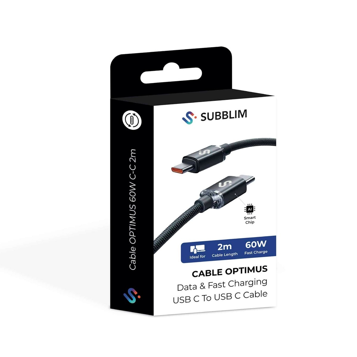 Cabo Subblim Optimus 60W C-C 2m - Preto Preto-6