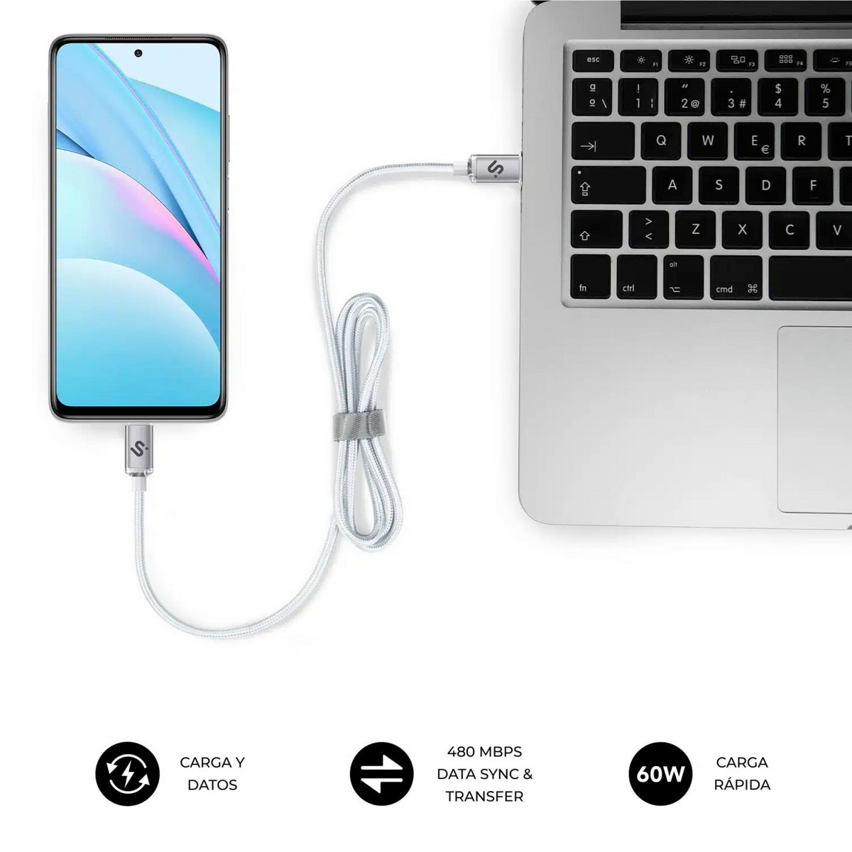 Cabo Subblim Optimus 60W C-C 2m - Branco Branco-2