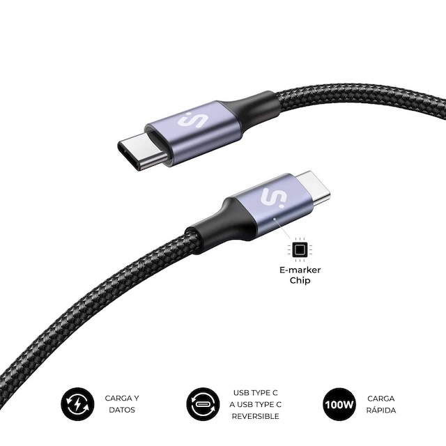 Imagem 0 de Cabo Subblim Plus 100W C-C 1m - Preto