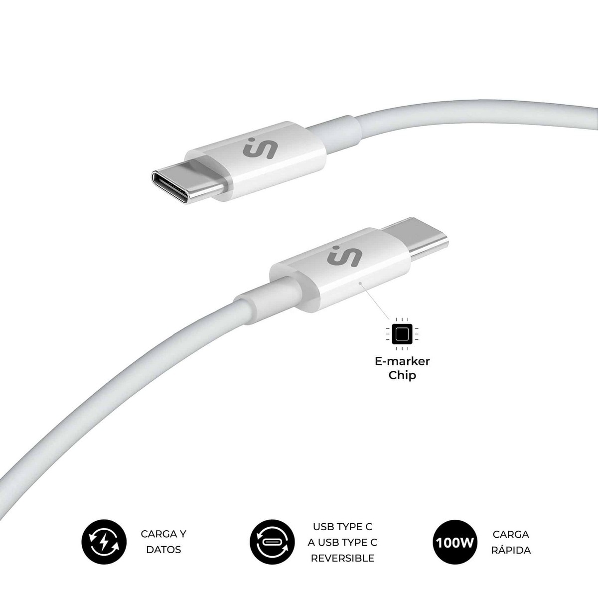 Cabo Subblim Plus 100W C-C 1m - Branco Branco-1