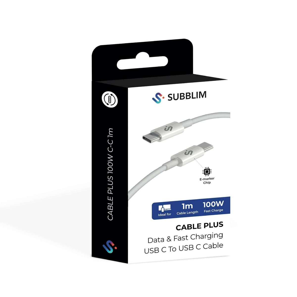 Cabo Subblim Plus 100W C-C 1m - Branco Branco-6