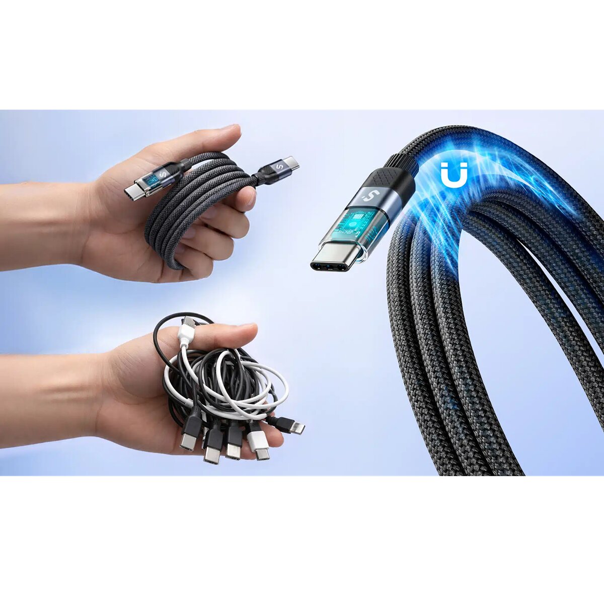 Cabo Subblim PowerMag LED 100W USB?C para USB?C, 2 m Preto-2