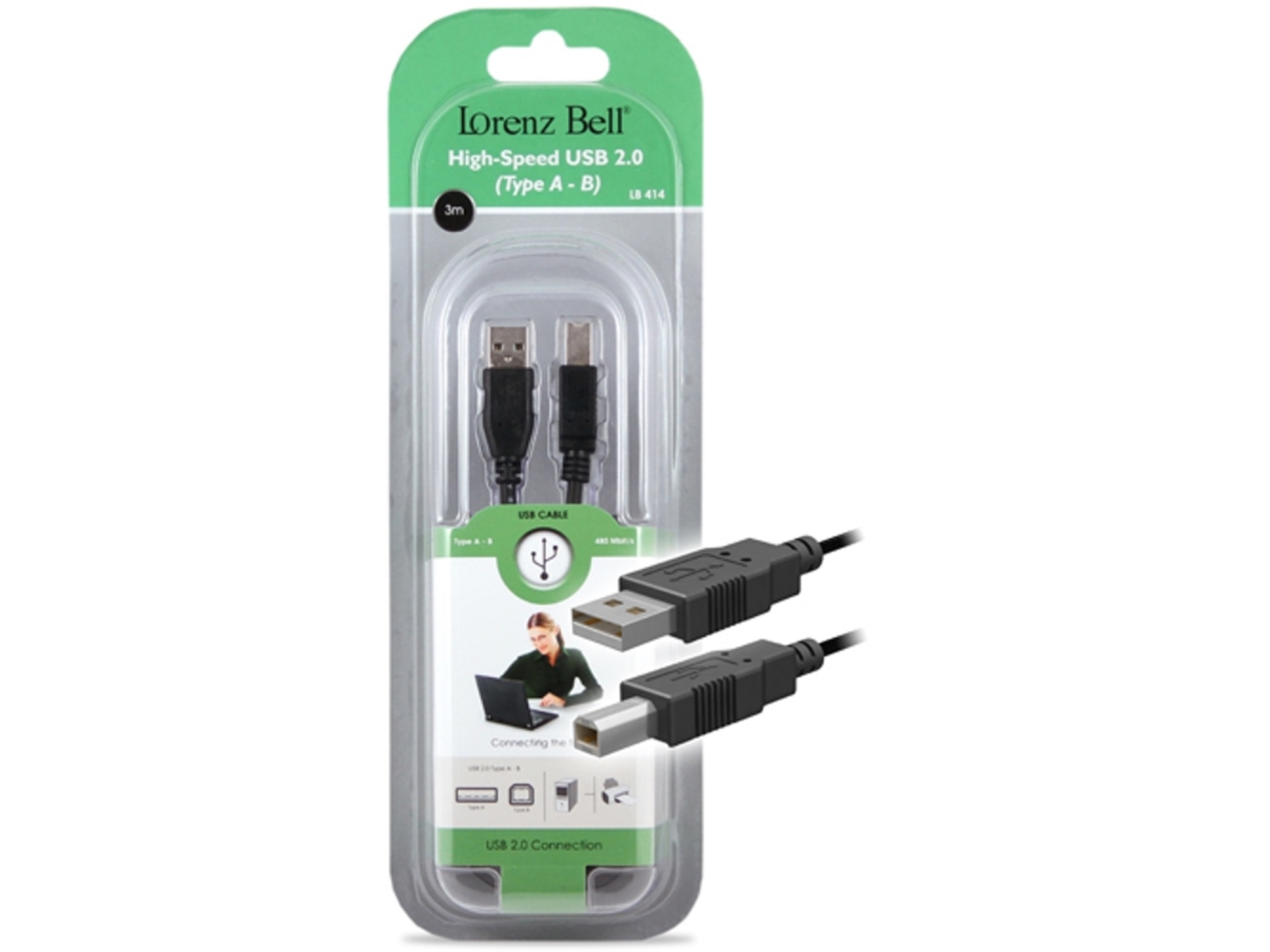 Cabo Lorenz Bell USB A/USB B, 3m 1