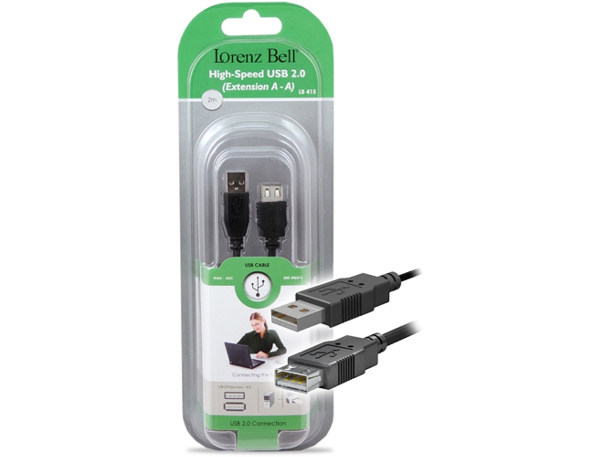 Cabo Extensão Lorenz Bell USB AM/USB AF, 2.0m 1