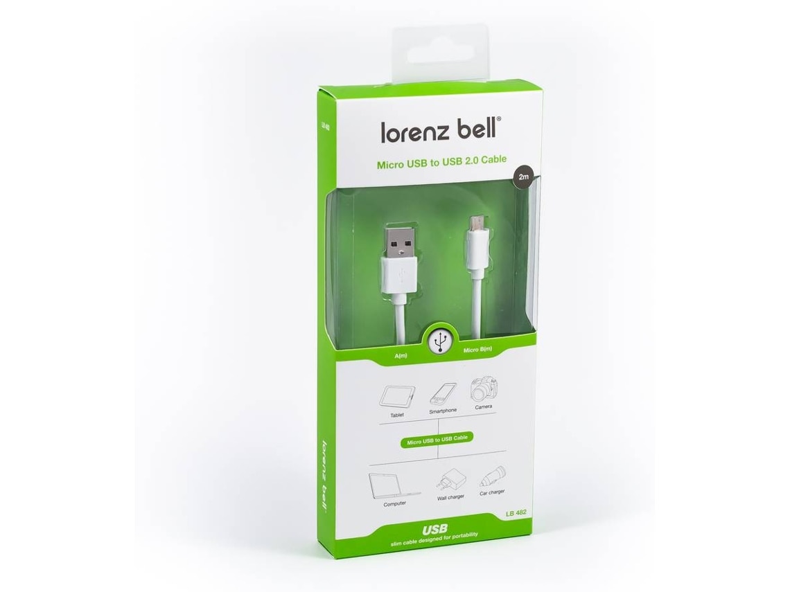 Imagem 0 de Cabo Lorenz Bell USB A/ Micro B 2 mt - Branco