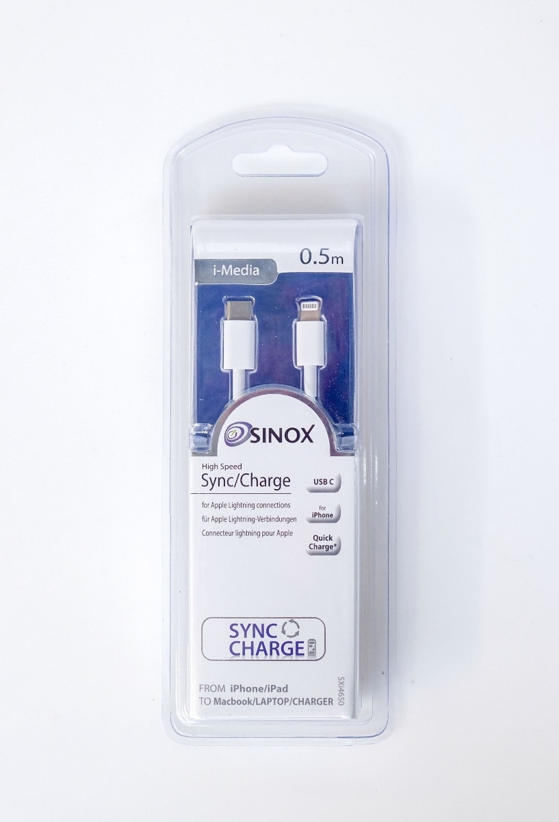 Cabo Sinox Lightning para USB C - Branco 2