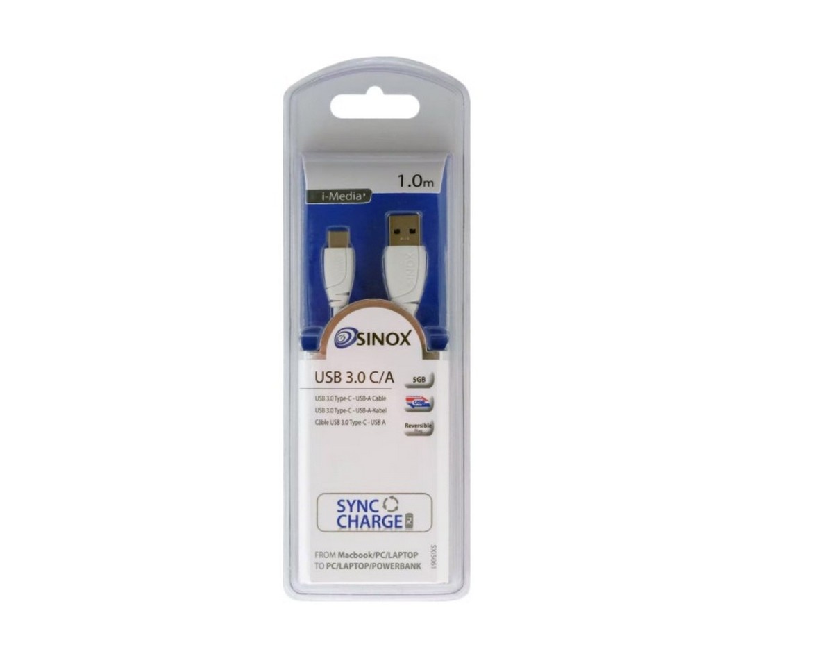 Cabo Sinox SXI5061 USB-C 3.0 para USB-A - Branco 2