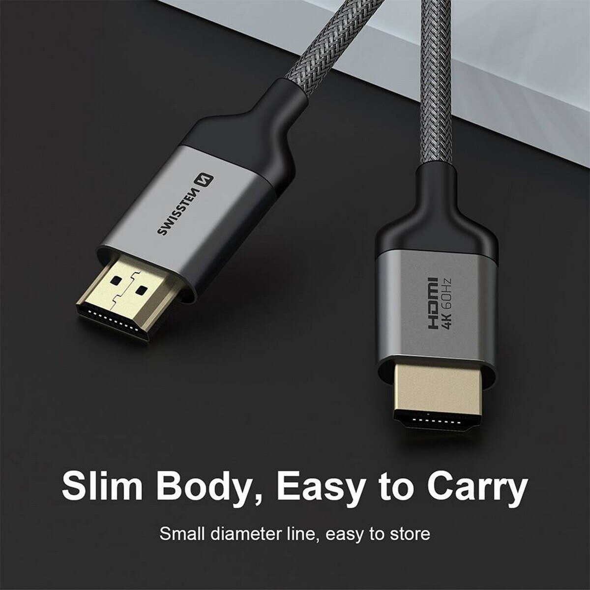 Cabo Swissten HDMI 2.0 Ultra HD 4K 60Hz 2m - Cinzento 3
