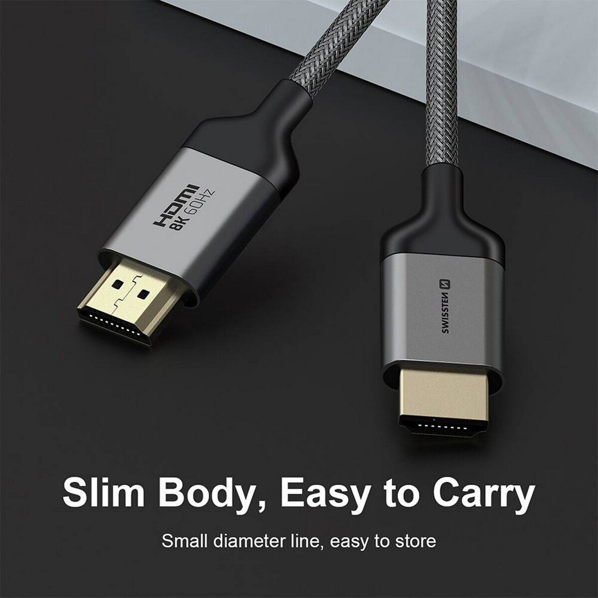 Cabo Swissten HDMI 2.1 Ultra HD 8K 60Hz 2m - Cinzento 2