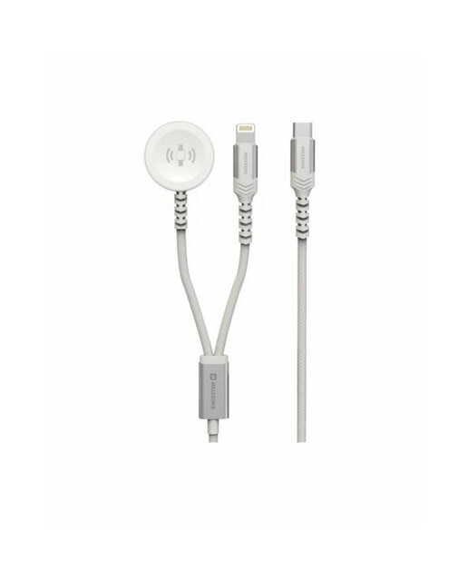 Cabo Swissten 2 em 1 USB-C para Lightning + Apple Watch - Prateado 1