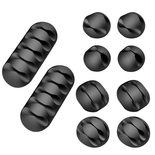 Imagem 0 de Clips Swissten para Arrumação de Cabos - 10 Unidades - Preto