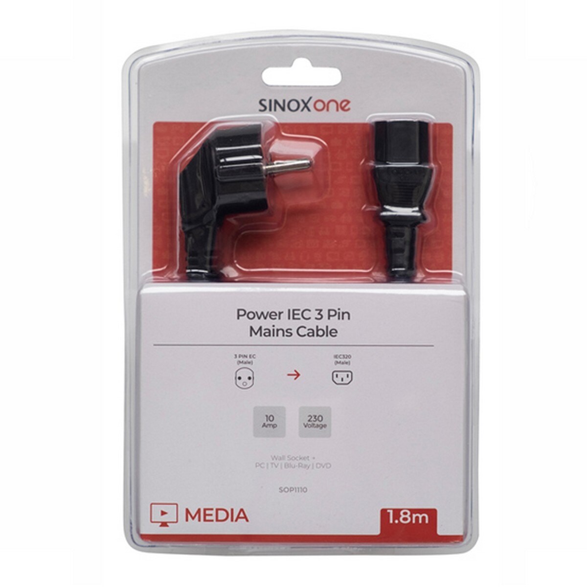 Cabo de Alimentação Sinox IEC 320 SOP-1110 1,8m - Preto 3