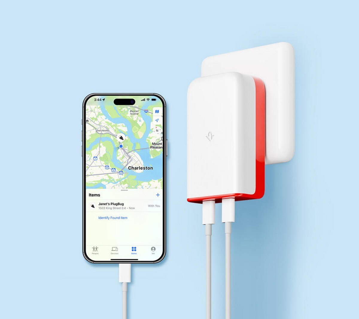 Carregador de Parede AC Twelve South de 50W, GaN e 2x USB-C, Localizador Apple MyFind Vermelho-4