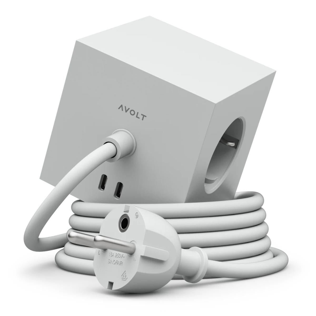 Extensão elétrica quadrada SQ1 com cabo de 1,8 m, 30 W, dupla, 3 tomadas Schuko + 2 USB-C Gotland Gray-1