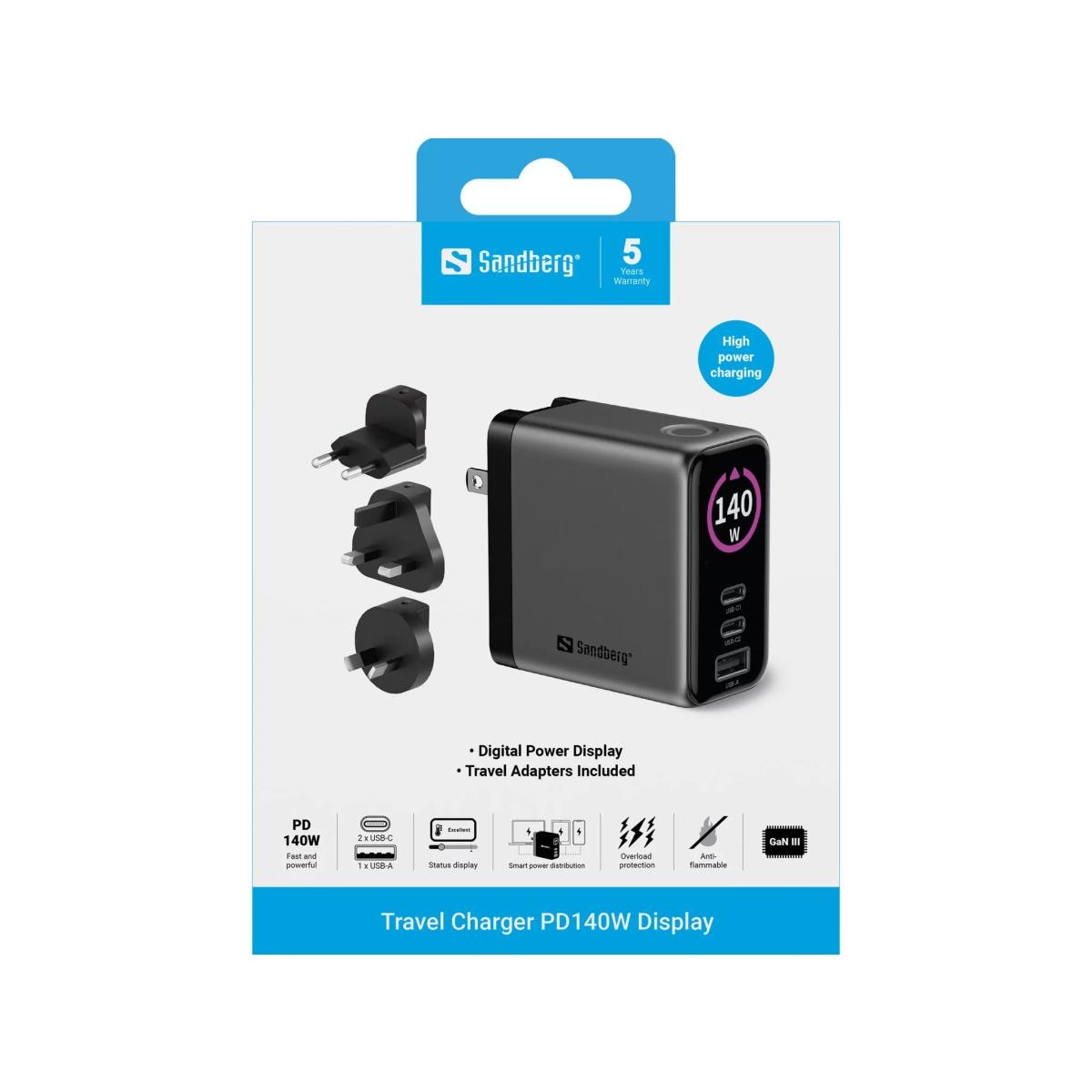 Carregador de Viagem Sandberg PD140W 2