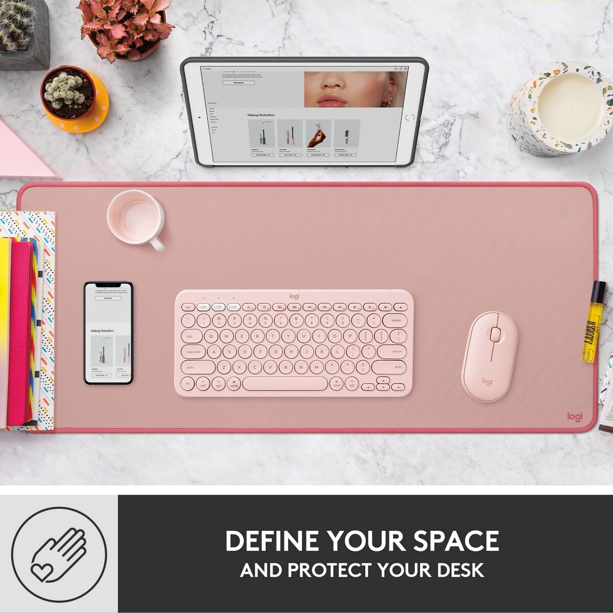 Tapete Desk Mat Studio Series - Rosa Rosa / Bege-2