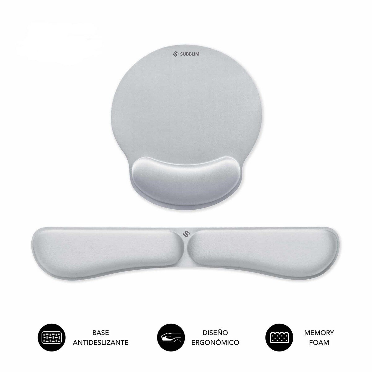 Imagem 0 de Conjunto Subblim de Tapete para Rato e Apoio de Pulso para Teclado - Silver