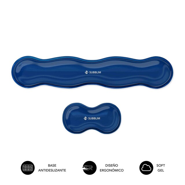 Imagem 0 de Conjunto Subblim de Apoio de Pulso para Teclado e Apoio de Pulso para Rato Ergo Crystal Flex - Azul Escuro