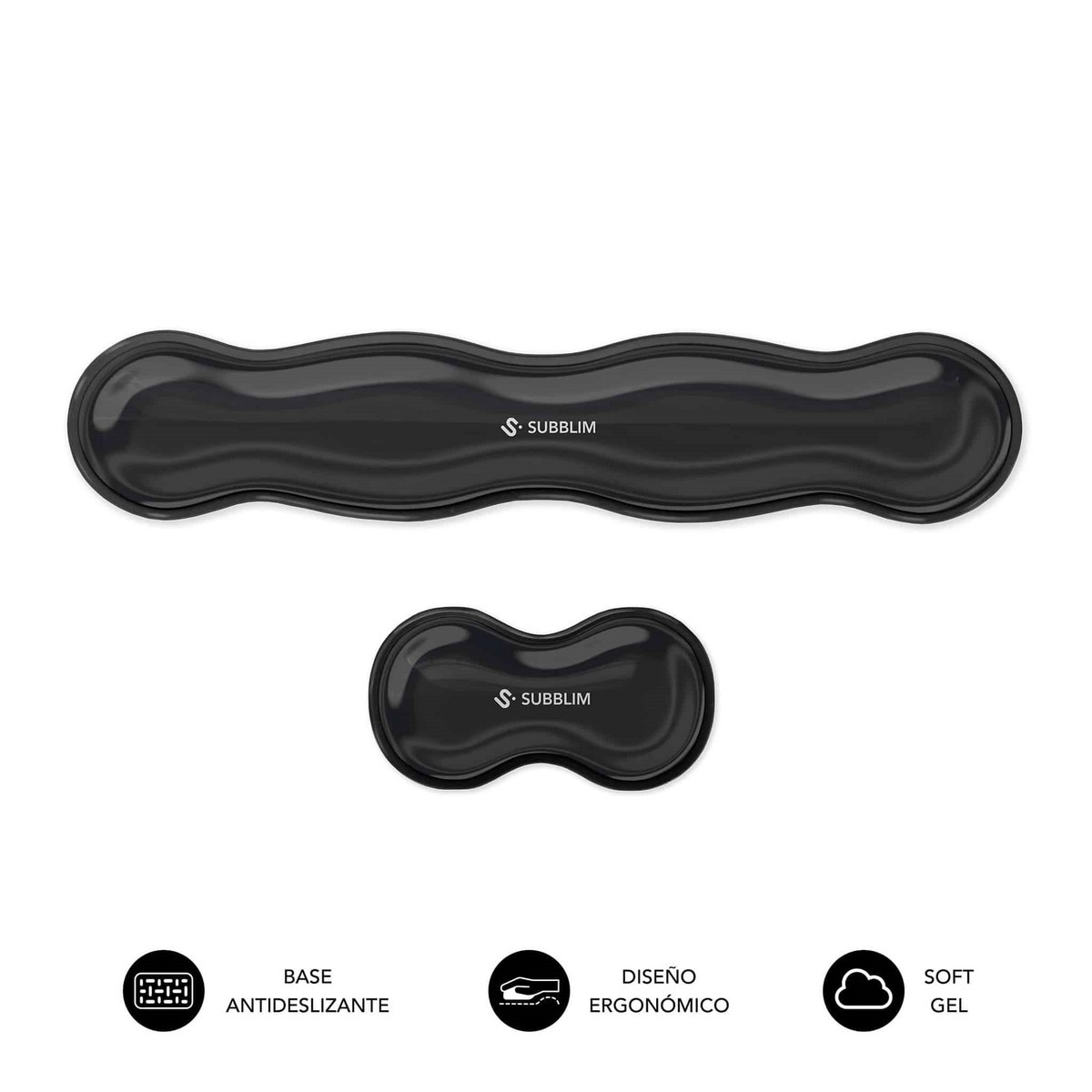 Imagem 0 de Conjunto Subblim de Apoio de Pulso para Teclado e Apoio de Pulso para Rato Ergo Crystal Flex - Preto