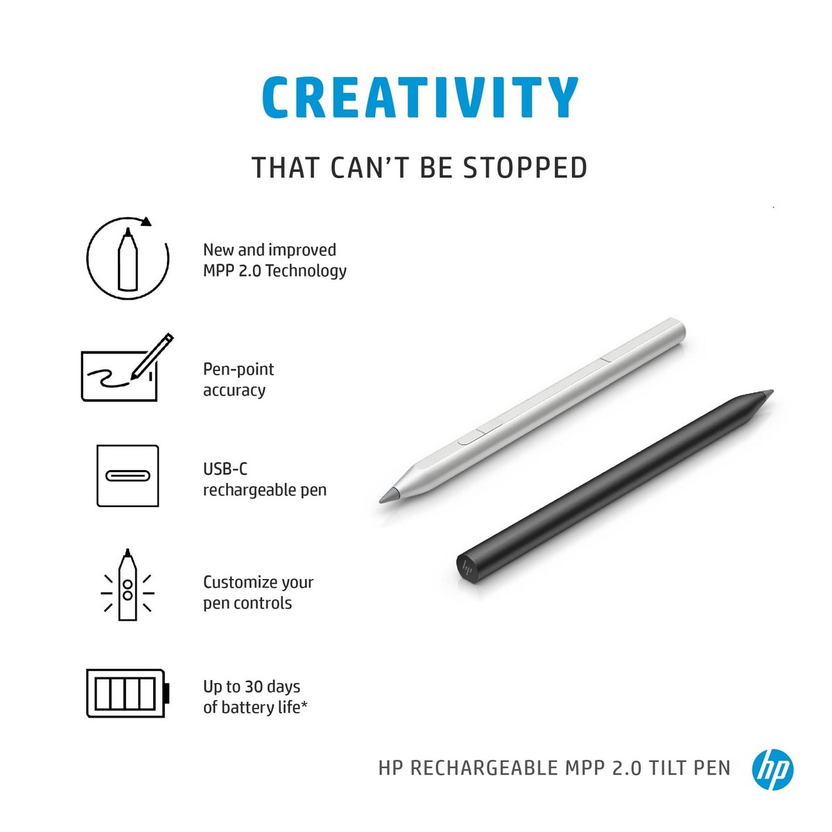 Caneta HP Tilt Pen MPP 2.0 com Bateria Recarregável Preto-6