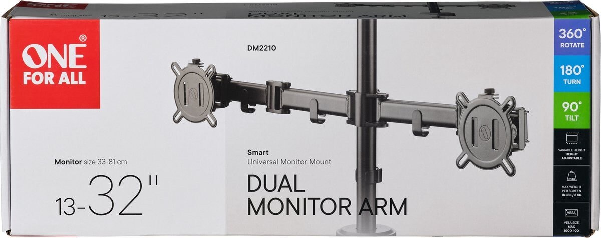 Suporte Universal para 2 Monitores One For All DM2210 Preto-9