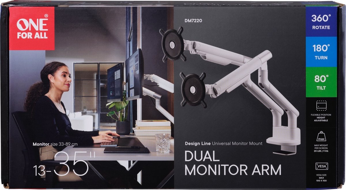 Suporte Universal para 2 Monitores 13"/ 35" One For All DM7220 10