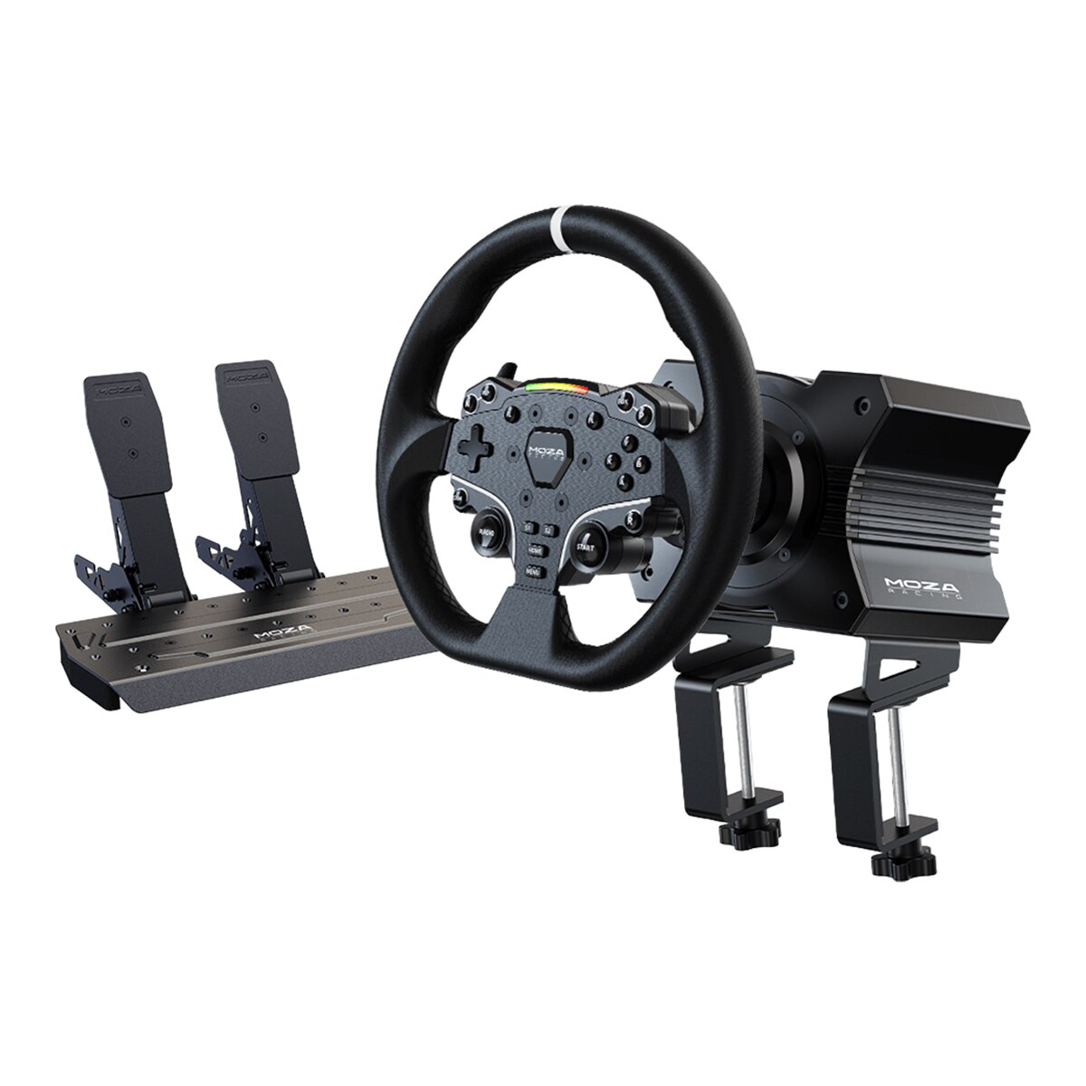 Imagem 0 de Bundle Moza Racing R5 Bundle Base Volante R5 + Volante ES + Pedais SR-P + Suporte de Mesa R5