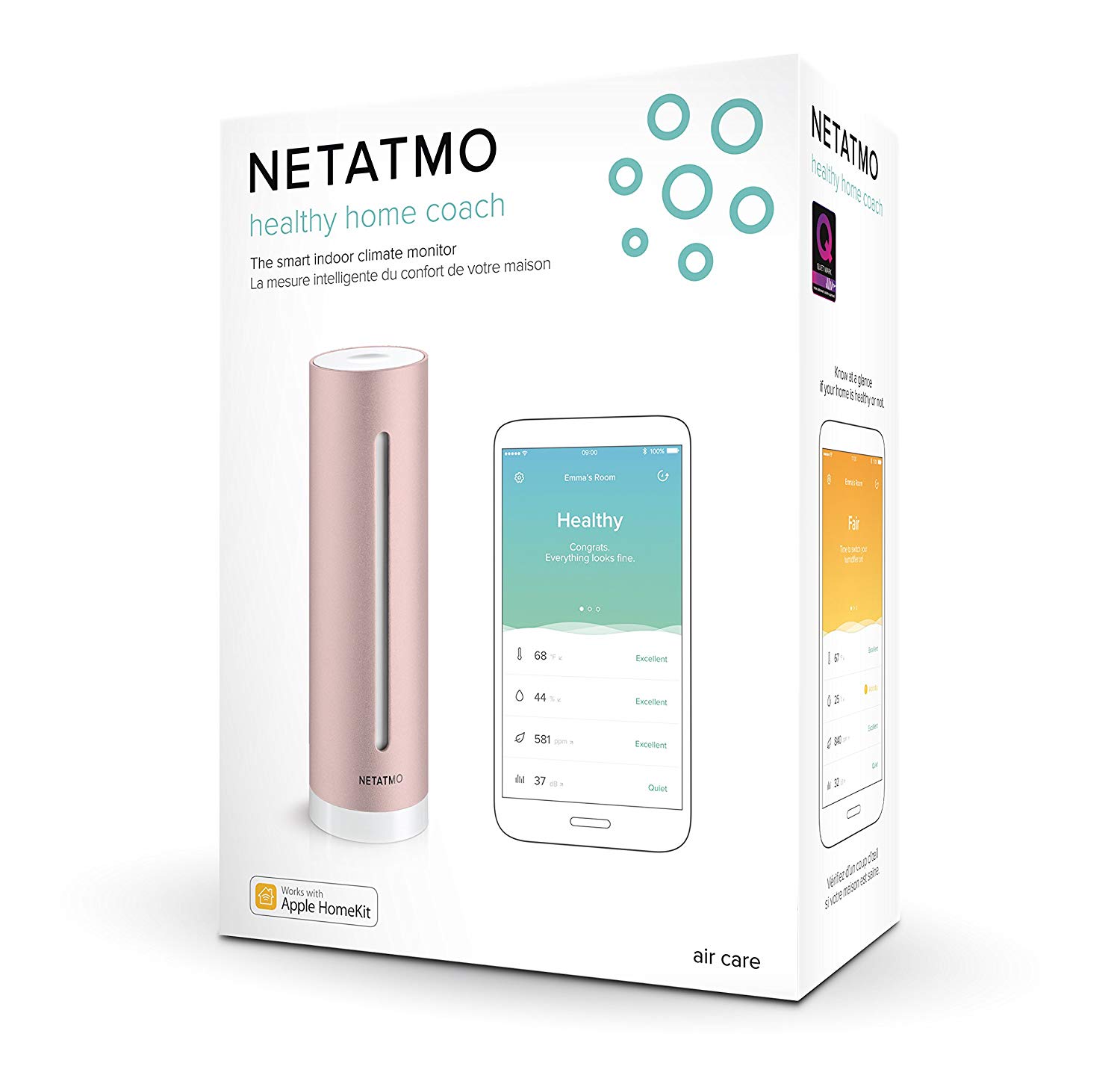 Medidor de qualidade do ar Netatmo Healthy Home Coach Rosa-2