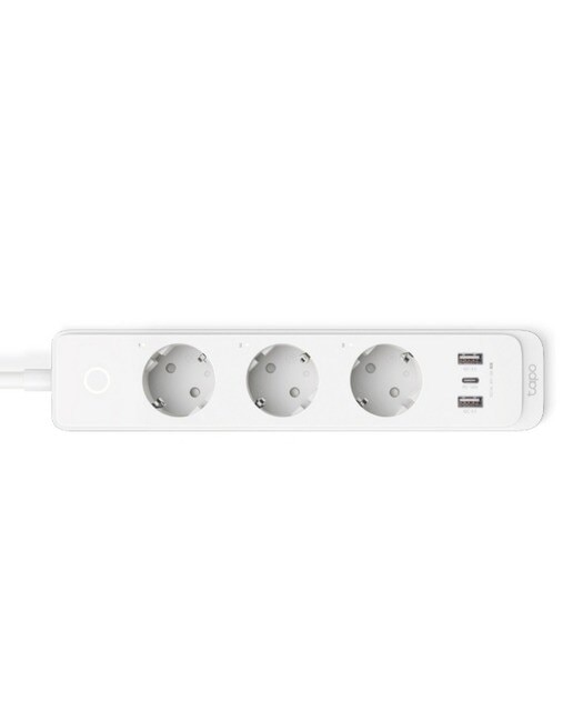 Tomada Eléctrica Wi-Fi Inteligente, Tripla, 2 USB 3.0 Branco-1