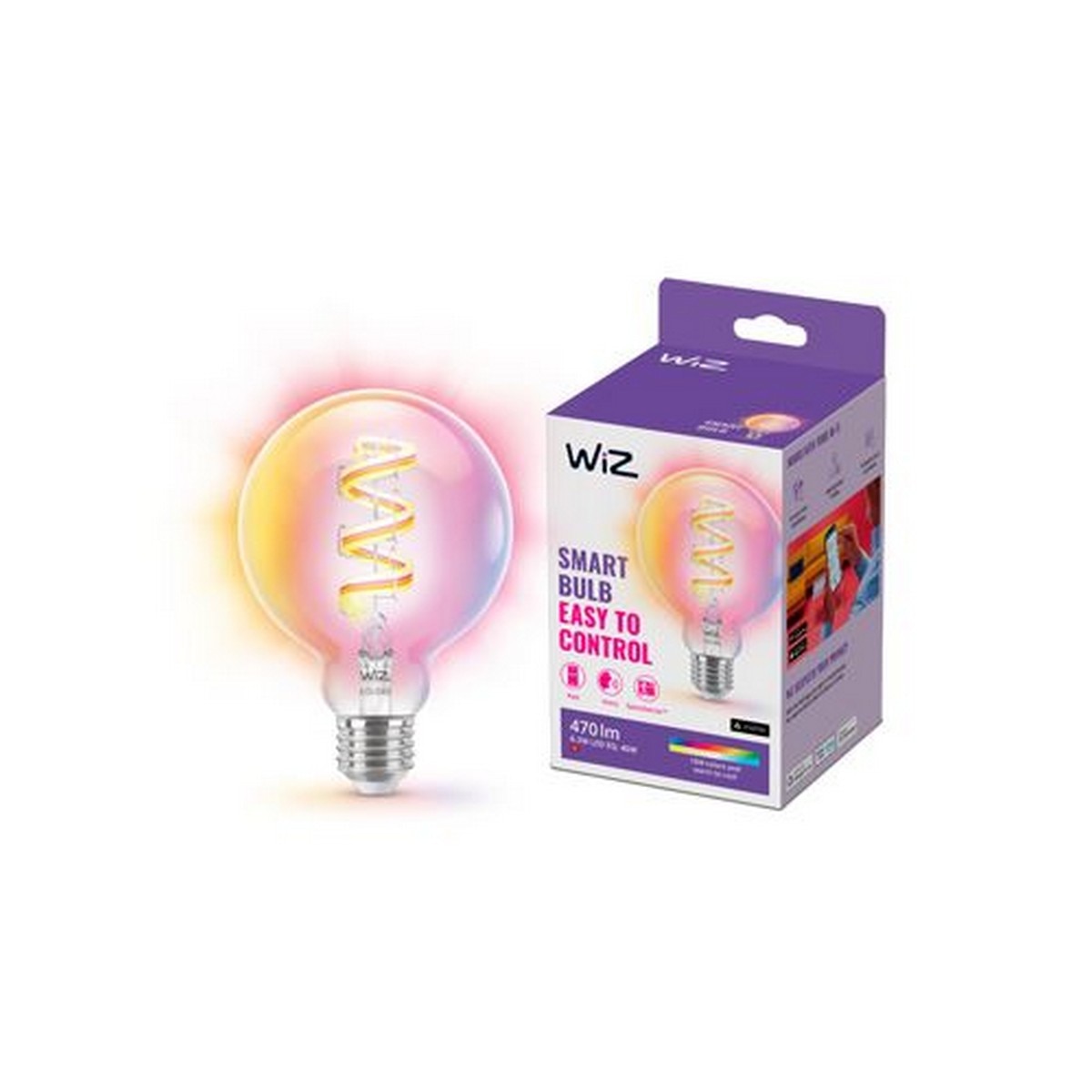 Lâmpada Inteligente Regulável com Filamento WIZ E27 822 40W 470 lm - RGB com Wi-Fi e Bluetooth 2
