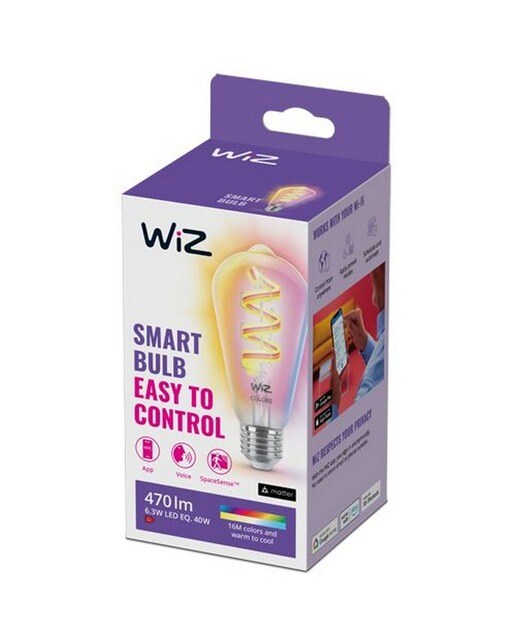 Imagem 0 de Lâmpada Inteligente Regulável com Filamento Vela WIZ E27 822 40W 470 lm - RGB com Wi-Fi e Bluetooth
