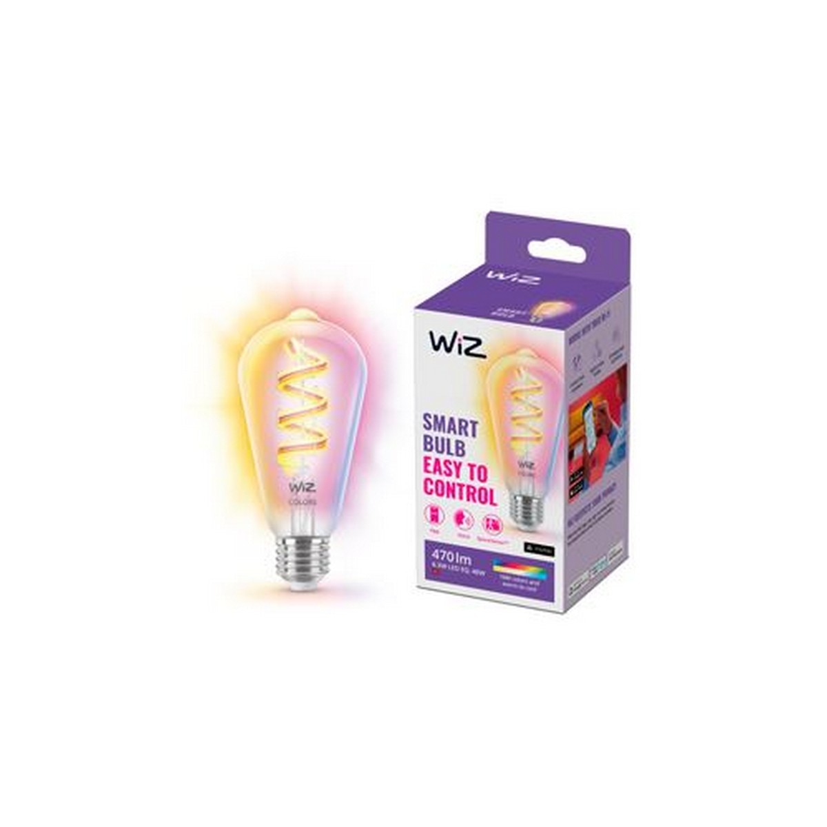 Lâmpada Inteligente Regulável com Filamento Vela WIZ E27 822 40W 470 lm - RGB com Wi-Fi e Bluetooth 2