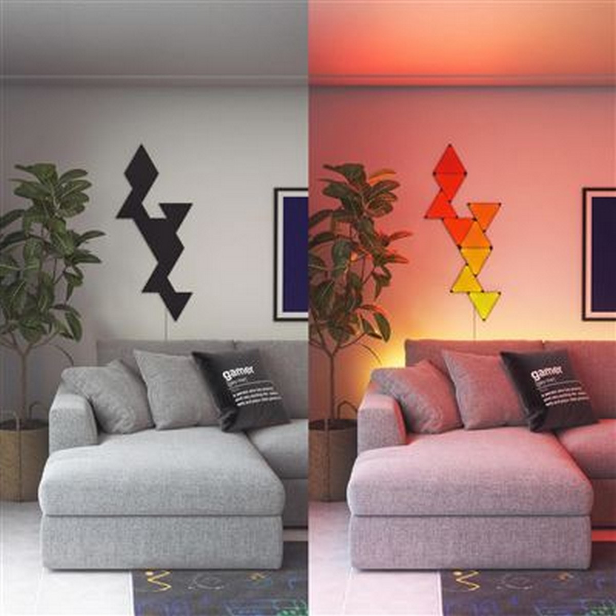 Painéis Luz Nanoleaf Shapes Triangles Starter Kit (9 Uni.) - Preto 4