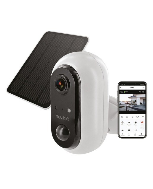 Câmara de Vigilância Muvit com Bateria Externa, WiFi Full HD 1080P + Painel Solar de 3W 1