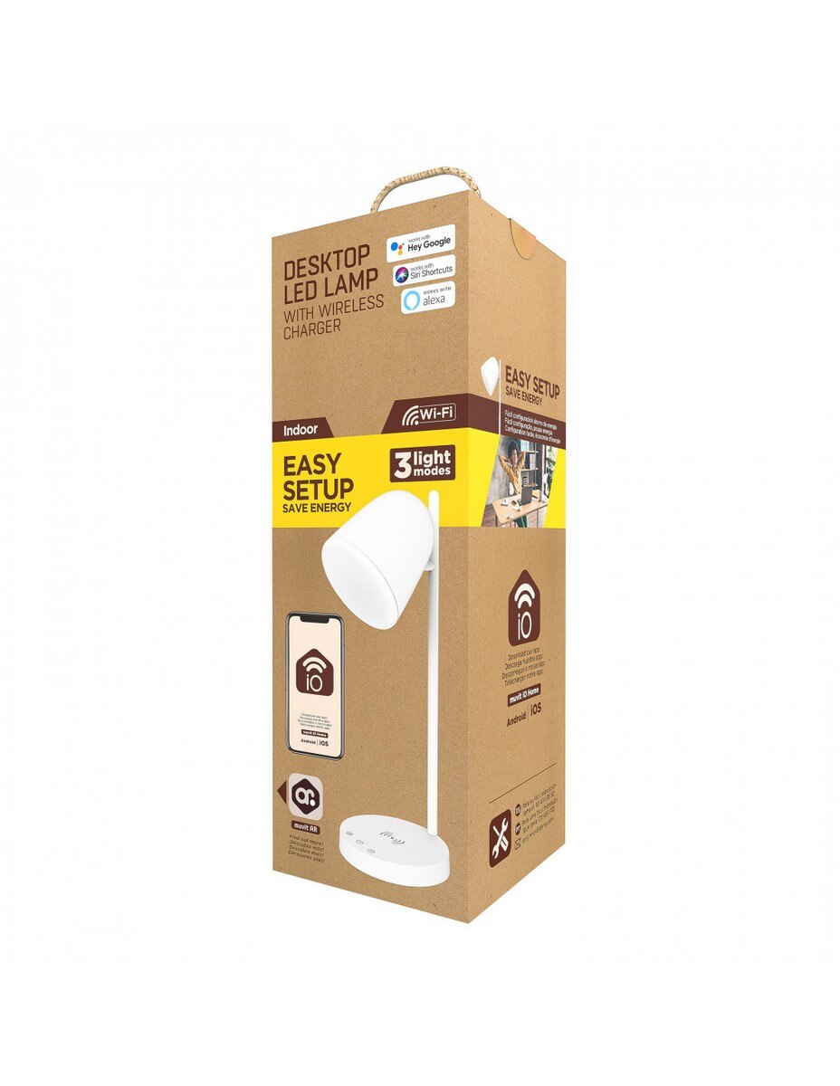Candeeiro de Mesa com Base de Carregamento Sem Fio Muvit - Branco 5