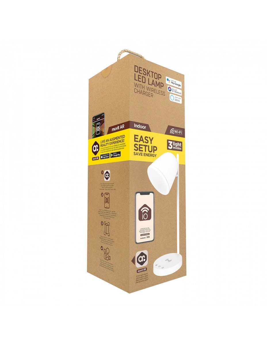 Candeeiro de Mesa com Base de Carregamento Sem Fio Muvit - Branco 6