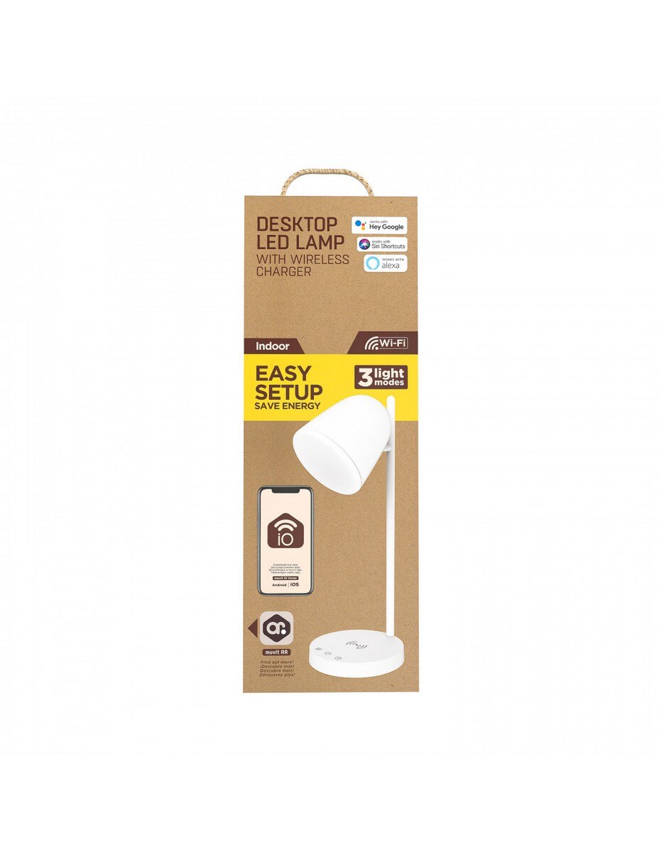 Candeeiro de Mesa com Base de Carregamento Sem Fio Muvit - Branco 7