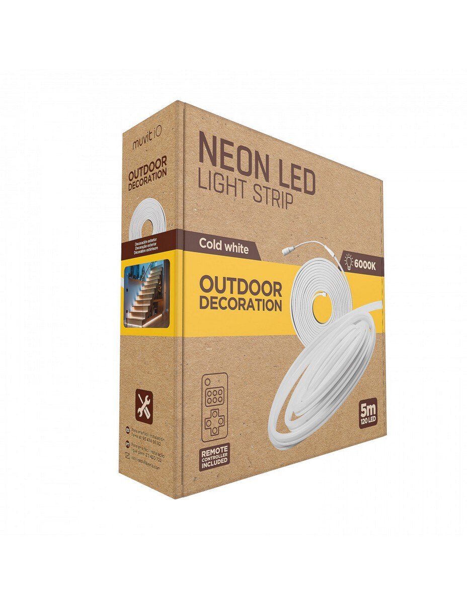 Fita LED NEON Muvit IP65 Branco Frio (6000W) 5m 6