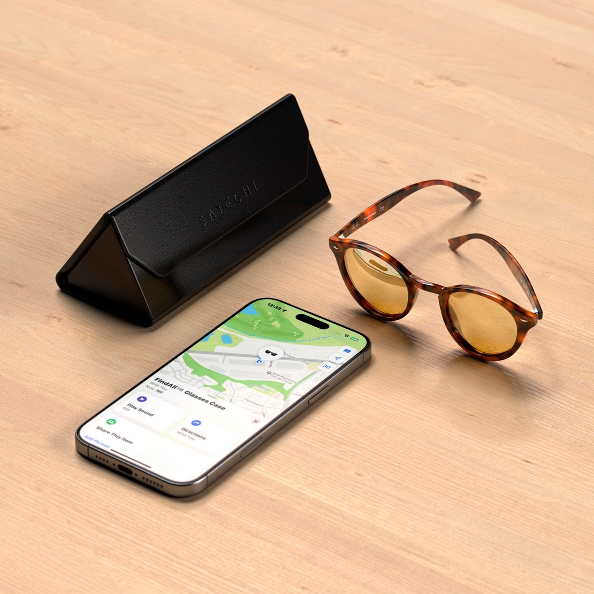 Caixa de Óculos com Localizador Satechi FindAll Glasses Case - Preto Preto-9