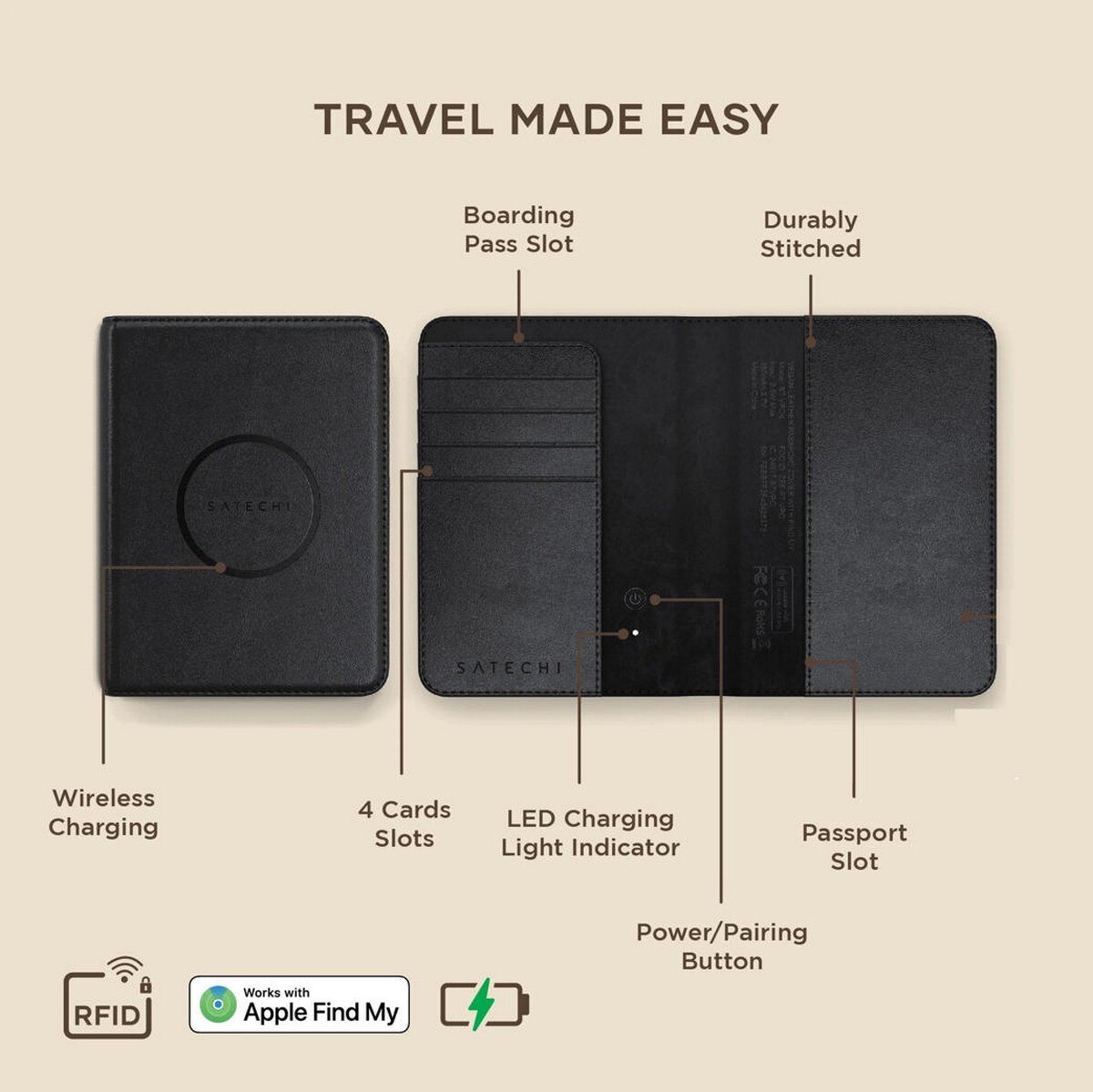 Carteira para Passaporte com Localizador Satechi FindAll Passport Cover 2
