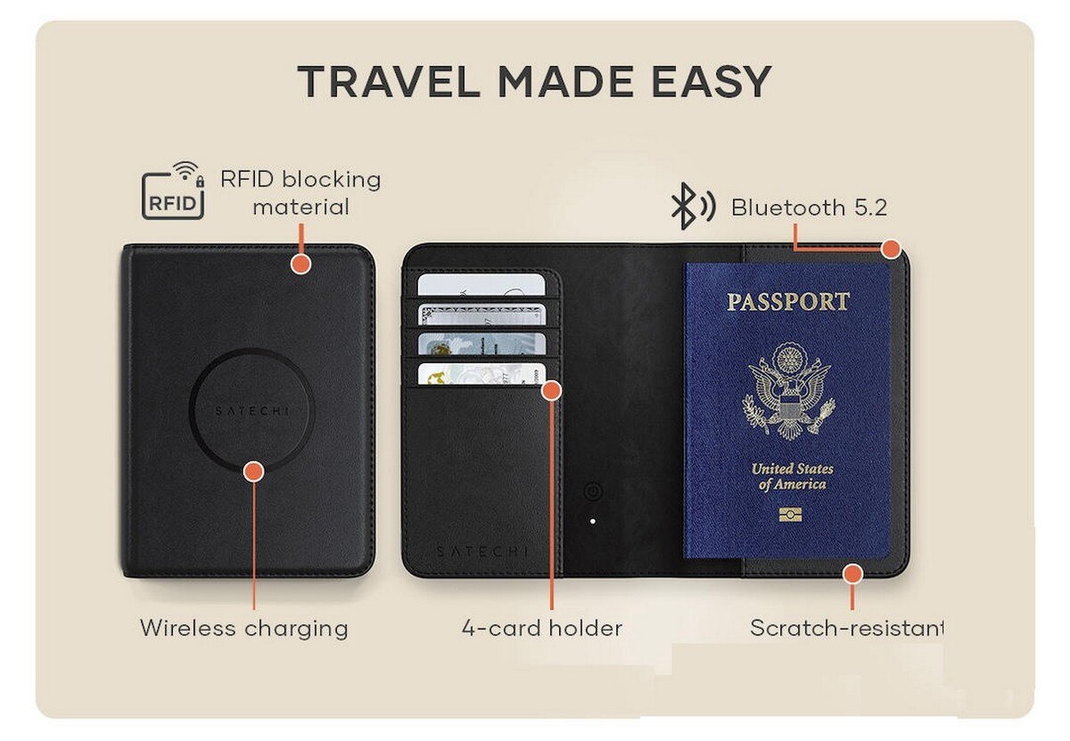 Carteira para Passaporte com Localizador Satechi FindAll Passport Cover 10