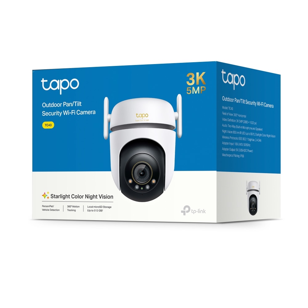Câmara de Vigilância TP-Link TC43 Wi-Fi de 360 Graus para Exteriores com Visão 3K e Deteção IA Avançada Branco-6