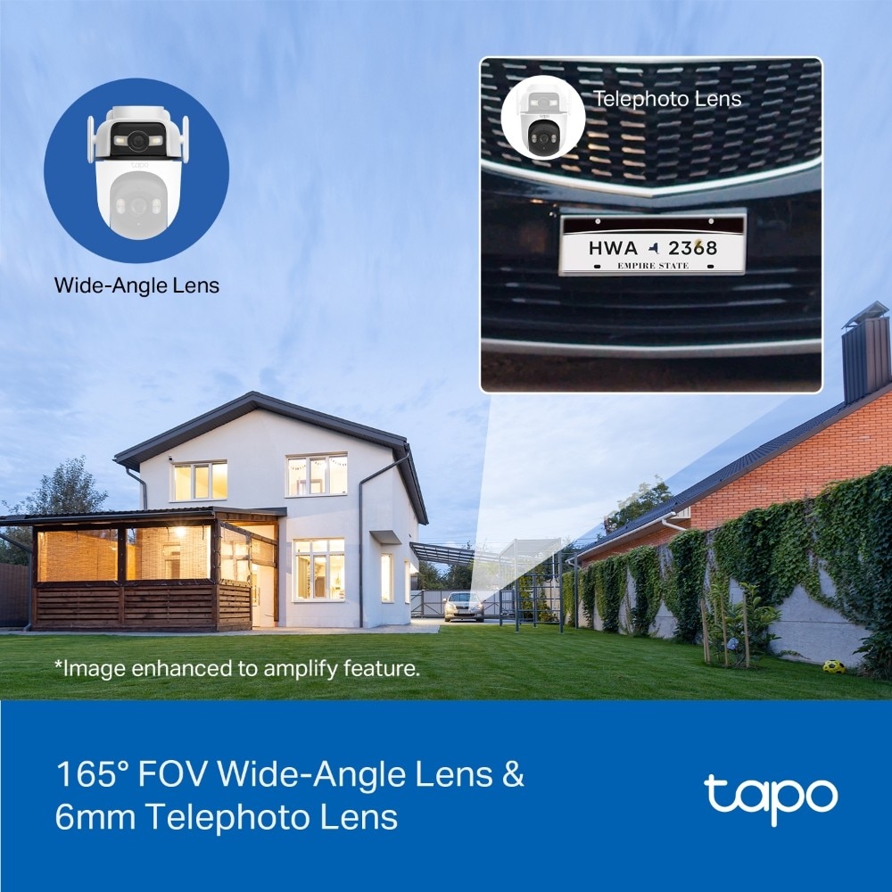 Câmara de Segurança Tapo C545D 2K & 2K Exterior com Lente Dupla e Função Panorâmica e Inclinação Branco-5