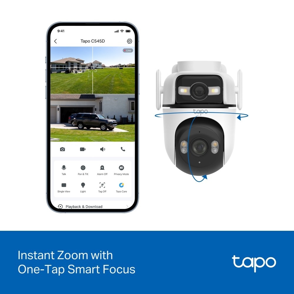 Câmara de Segurança Tapo C545D 2K & 2K Exterior com Lente Dupla e Função Panorâmica e Inclinação Branco-8