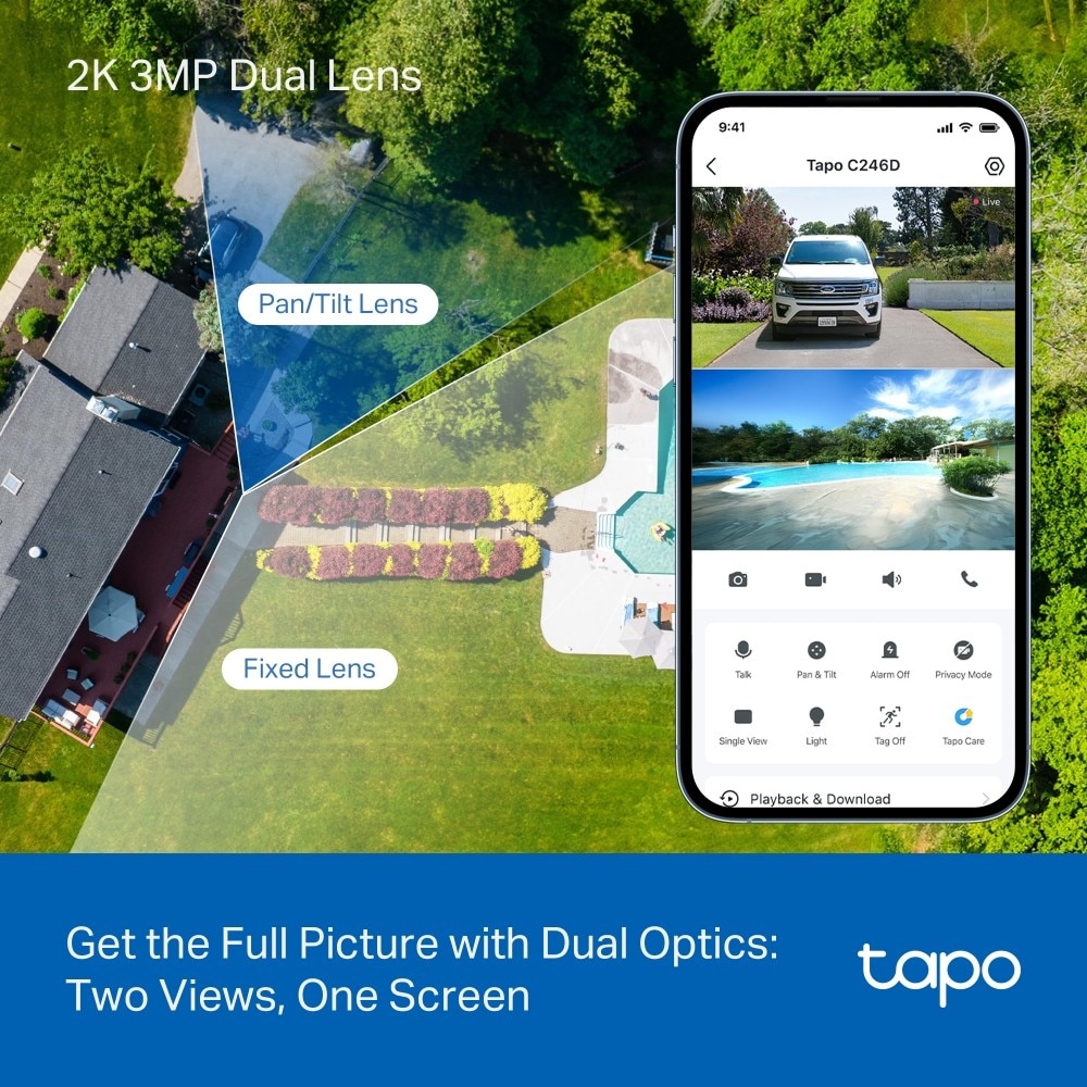 Câmara de Vigilância Tapo C246D 2K & 2K, 360º com Dupla Lente para Interior e Exterior Branco-4