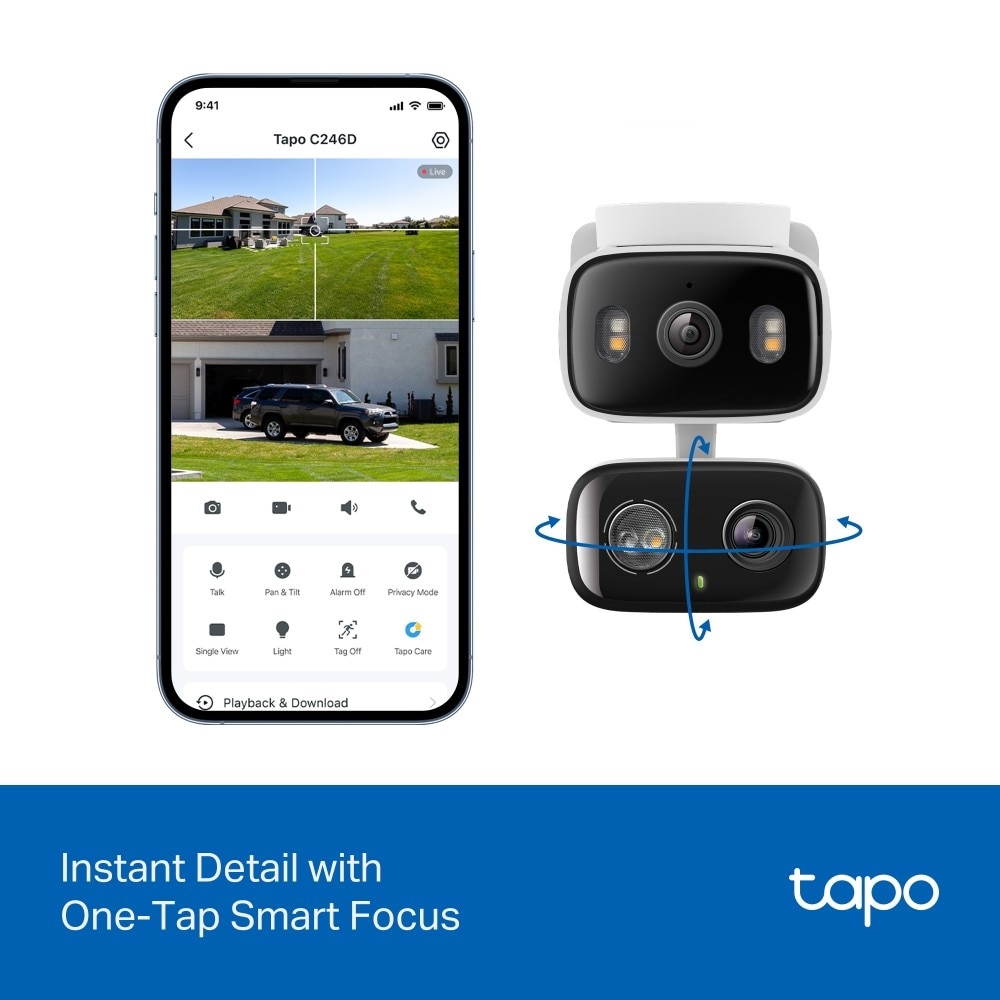 Câmara de Vigilância Tapo C246D 2K & 2K, 360º com Dupla Lente para Interior e Exterior Branco-7