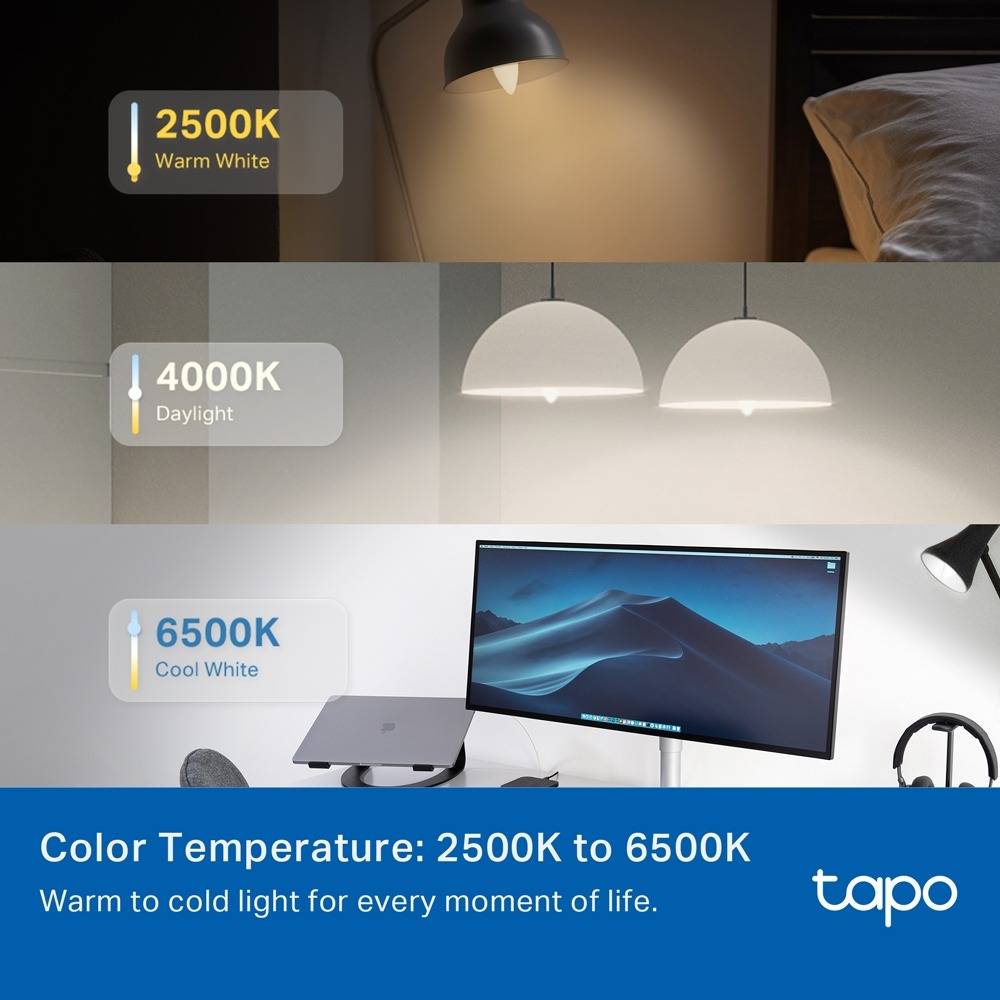 Lâmpada Inteligente TP-Link Smart Light Bulb Multicolor Tapo L430C 2500-6500K Wi-Fi - 2 Unidades 4