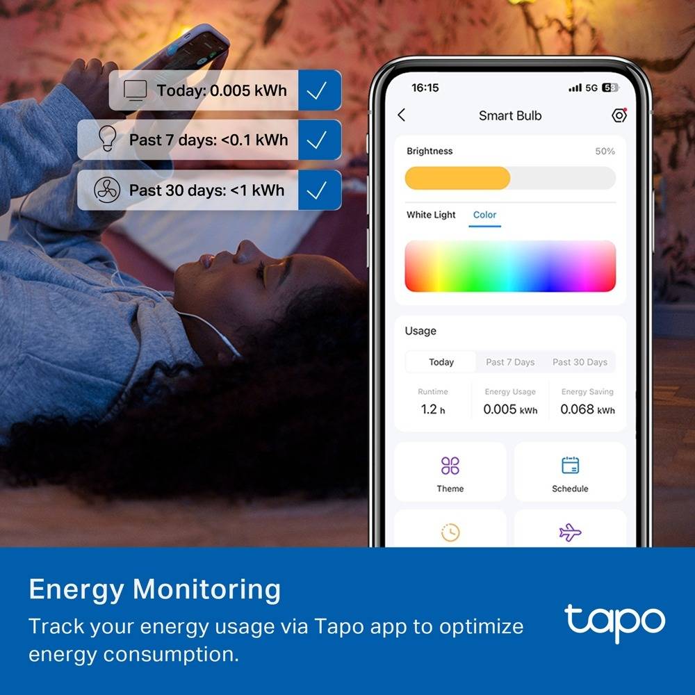 Lâmpada Inteligente TP-Link Smart Light Bulb Multicolor Tapo L430C 2500-6500K Wi-Fi - 2 Unidades 8