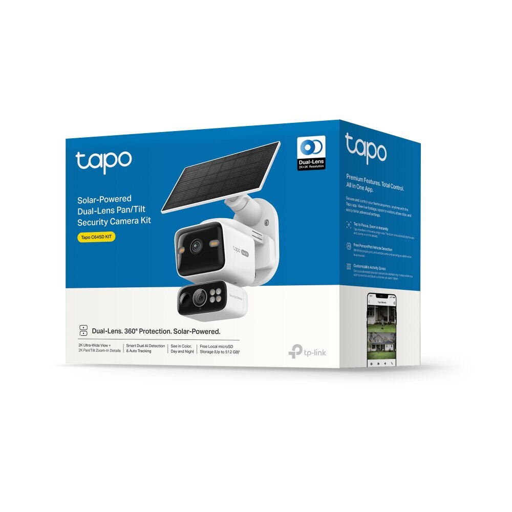 Câmara de Segurança TP-Link Tapo C645D KIT Dual Lens 2K 3MP Pan/Tilt Outdoor IP65 Security Wi-Fi com Bateria + Painel Solar Tapo A20 14